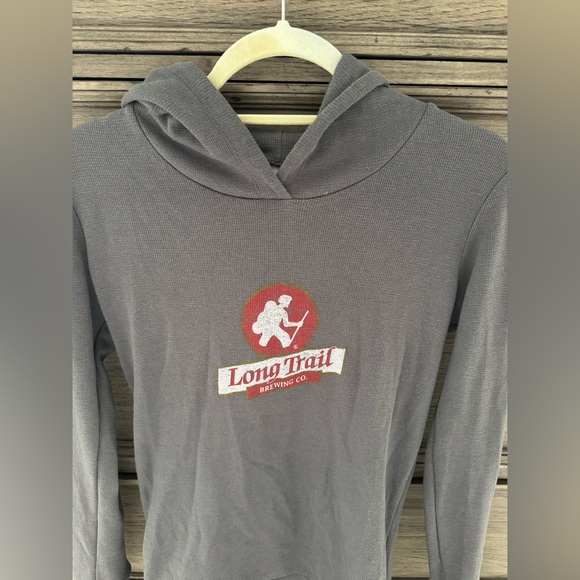 NEW Long Trail Brewing Co. Gray Thermal Hoodie NWOT Waffle Long Sleeve Hooded - Picture 3 of 9